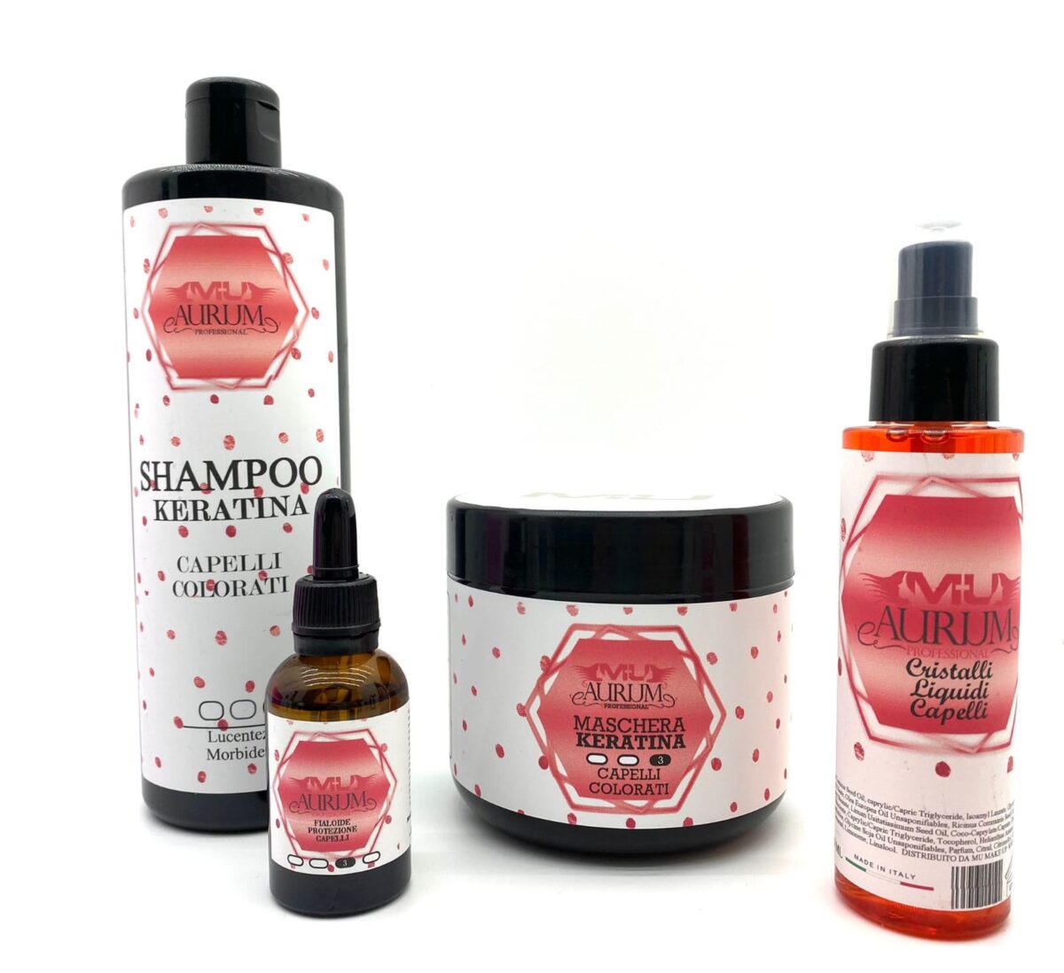 kit aurum shampoo maschera fialoide cristalli keratina